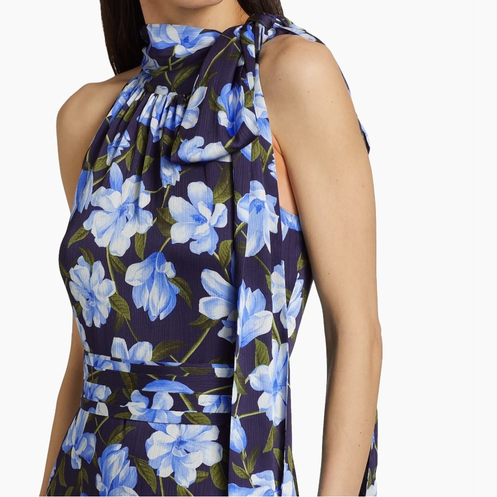 Blue Floral Halter Maxi Dress - Picture 4 of 10